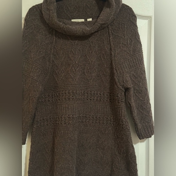 Women’s Anthropologie Sleeping On Snow Brown Heart Wool Blend Sweater Size‎ L. - Picture 3 of 5